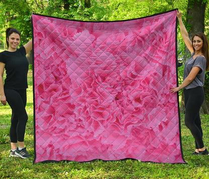 Pink Carnation Flower Print Quilt