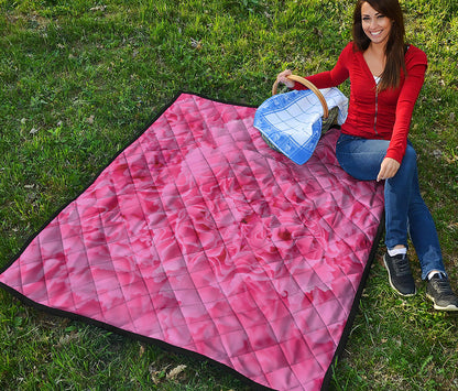 Pink Carnation Flower Print Quilt