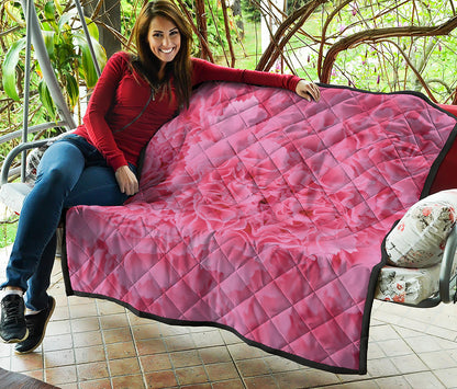 Pink Carnation Flower Print Quilt