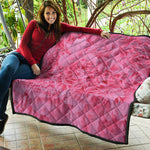 Pink Carnation Flower Print Quilt