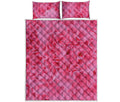 Pink Carnation Flower Print Quilt Bed Set
