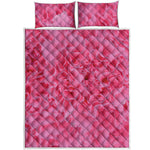 Pink Carnation Flower Print Quilt Bed Set