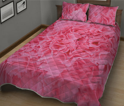Pink Carnation Flower Print Quilt Bed Set