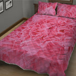 Pink Carnation Flower Print Quilt Bed Set