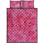 Pink Carnation Flower Print Quilt Bed Set