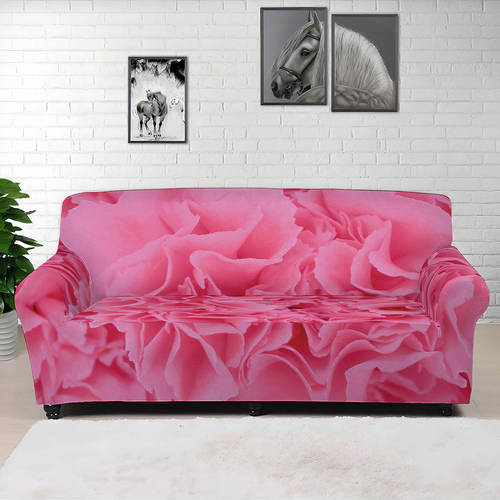 Pink Carnation Flower Print Sofa Cover