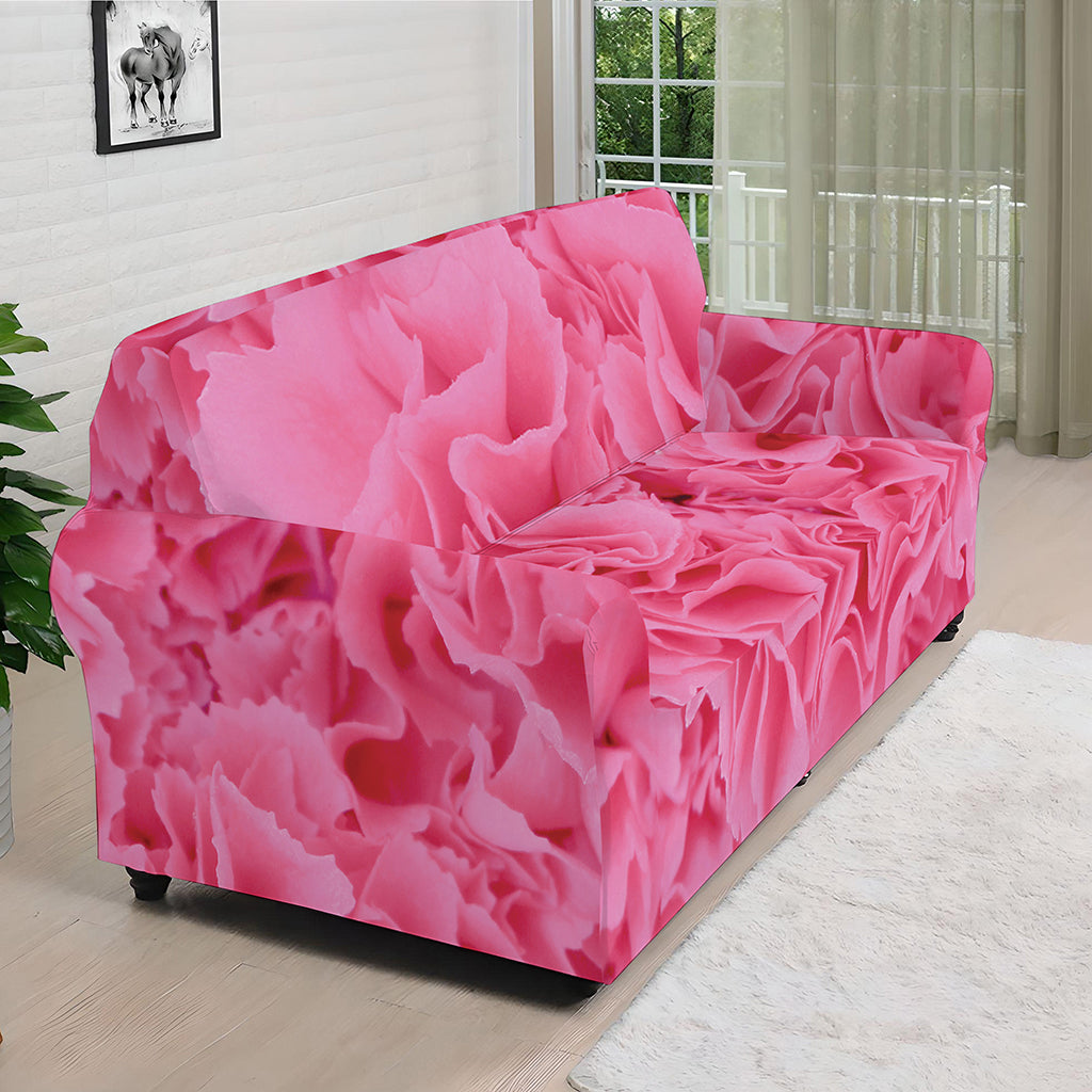 Pink Carnation Flower Print Sofa Cover