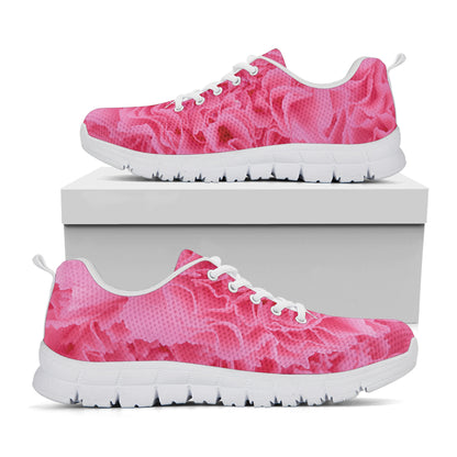 Pink Carnation Flower Print White Sneakers