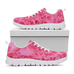 Pink Carnation Flower Print White Sneakers