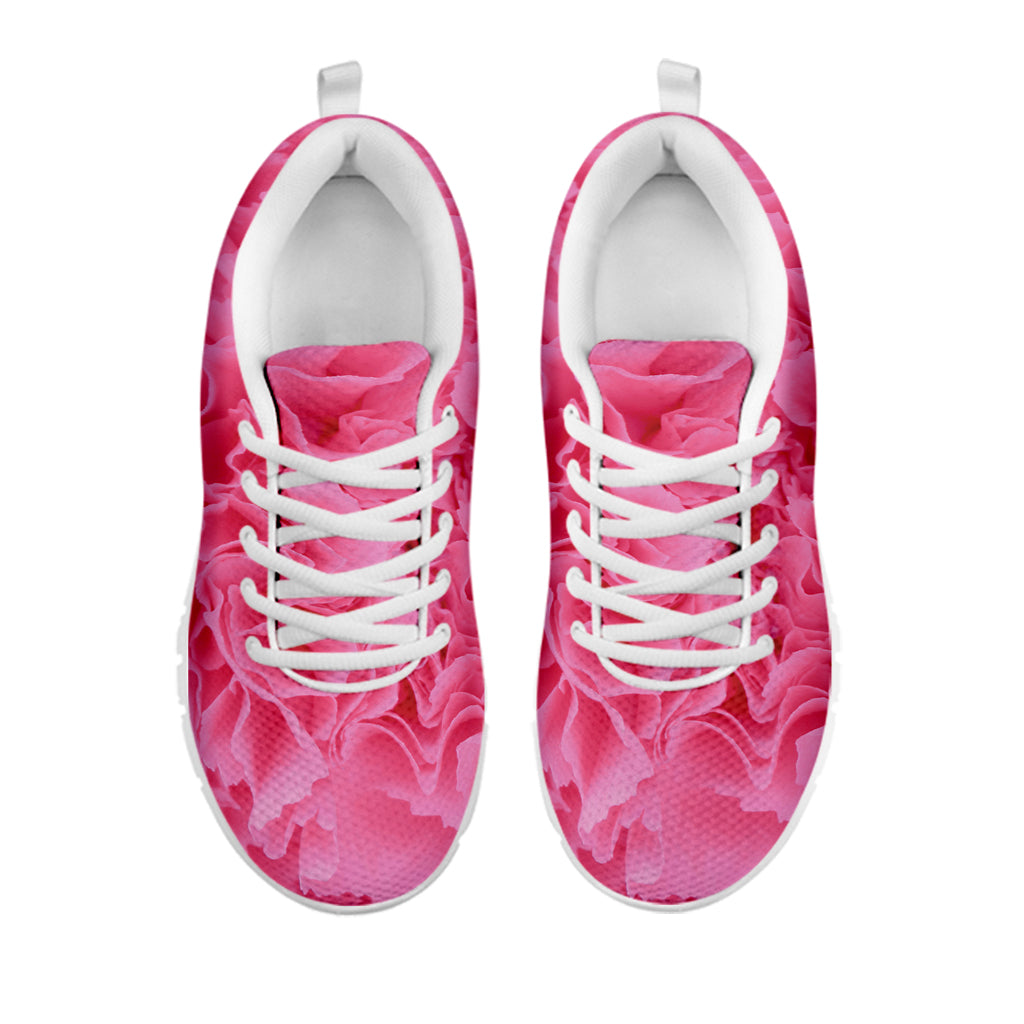 Pink Carnation Flower Print White Sneakers