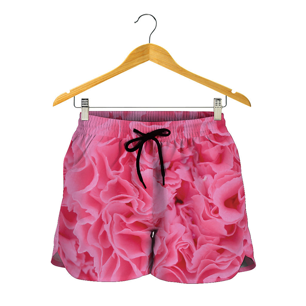 Pink Carnation Flower Print Women's Shorts