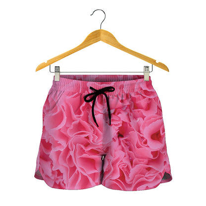 Pink Carnation Flower Print Women's Shorts