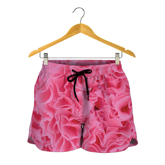 Pink Carnation Flower Print Women's Shorts