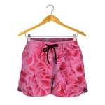 Pink Carnation Flower Print Women's Shorts