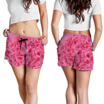 Pink Carnation Flower Print Women's Shorts