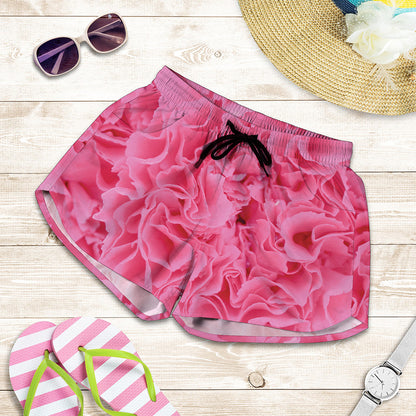Pink Carnation Flower Print Women's Shorts