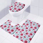 Pink Carnation Pattern Print 3 Piece Bath Mat Set