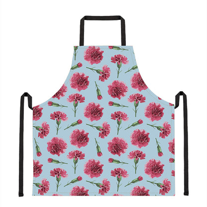 Pink Carnation Pattern Print Apron