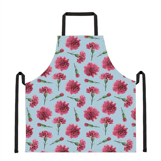 Pink Carnation Pattern Print Apron