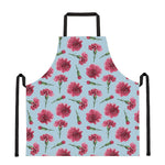 Pink Carnation Pattern Print Apron