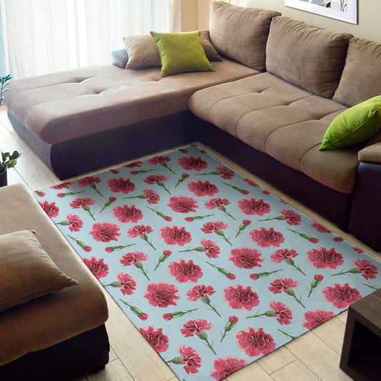 Pink Carnation Pattern Print Area Rug