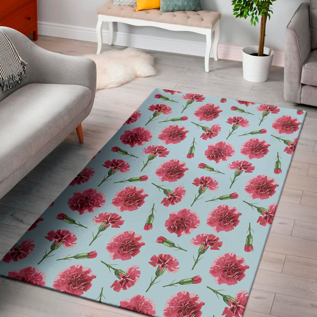 Pink Carnation Pattern Print Area Rug