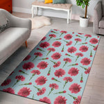 Pink Carnation Pattern Print Area Rug