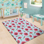 Pink Carnation Pattern Print Area Rug