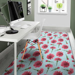 Pink Carnation Pattern Print Area Rug