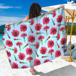 Pink Carnation Pattern Print Beach Sarong Wrap