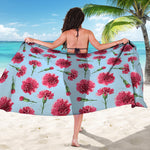 Pink Carnation Pattern Print Beach Sarong Wrap