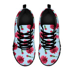 Pink Carnation Pattern Print Black Sneakers