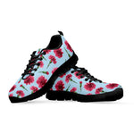 Pink Carnation Pattern Print Black Sneakers