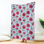 Pink Carnation Pattern Print Blanket
