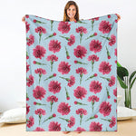Pink Carnation Pattern Print Blanket