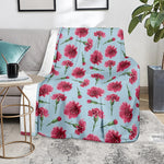 Pink Carnation Pattern Print Blanket