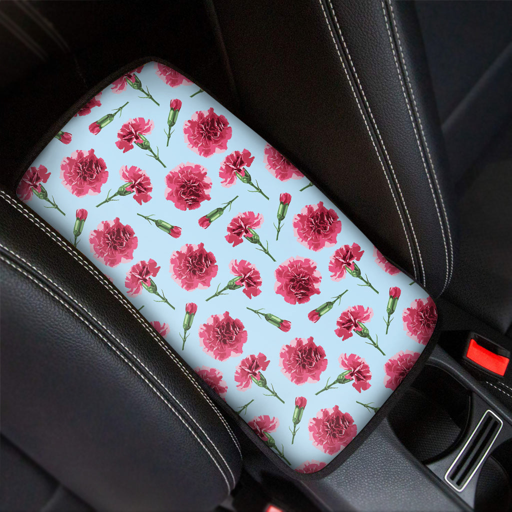 Pink Carnation Pattern Print Car Center Console Cover