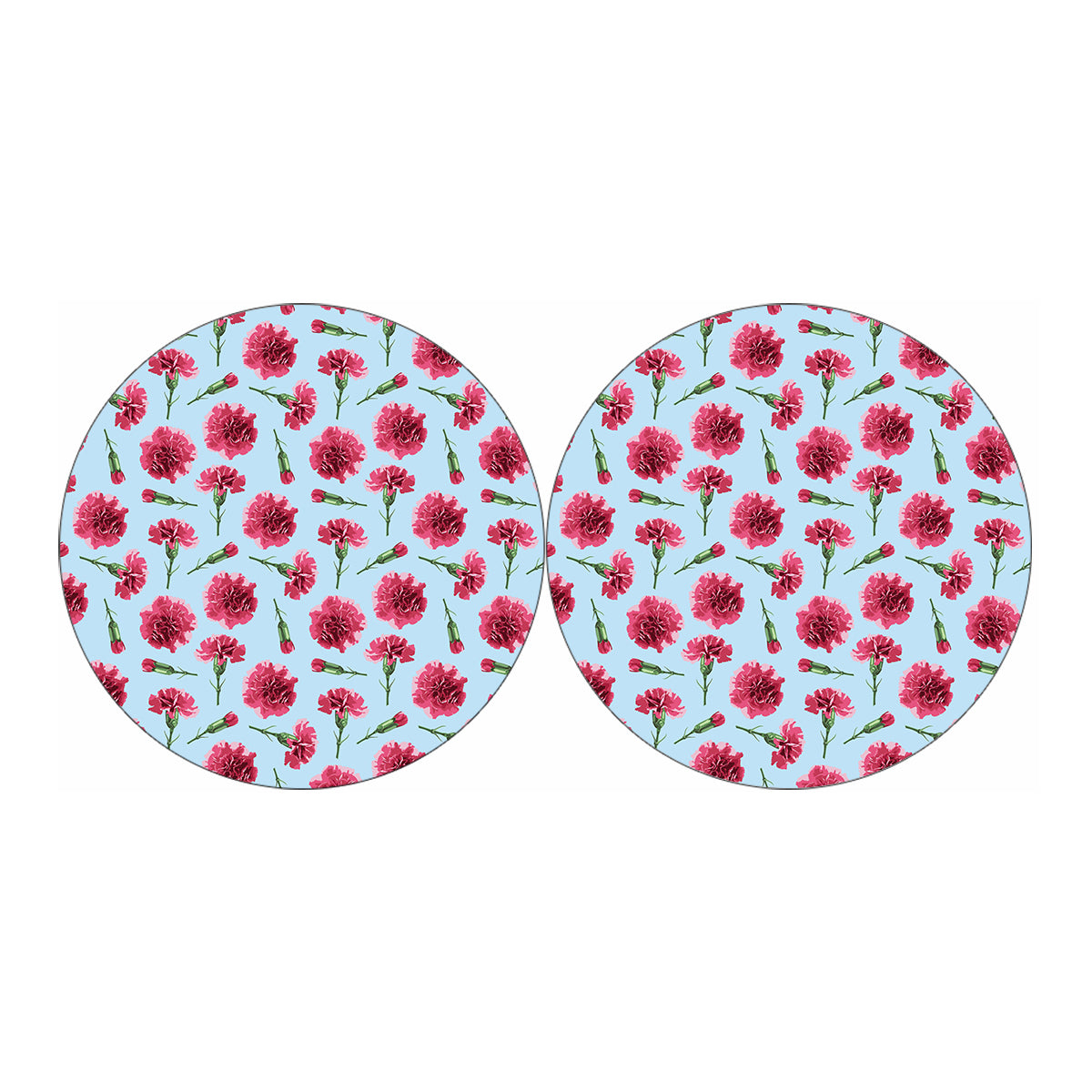 Pink Carnation Pattern Print Car Coasters