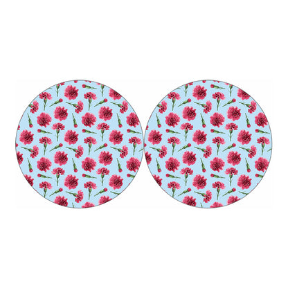 Pink Carnation Pattern Print Car Coasters