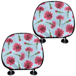 Pink Carnation Pattern Print Car Headrest Covers