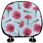 Pink Carnation Pattern Print Car Headrest Covers