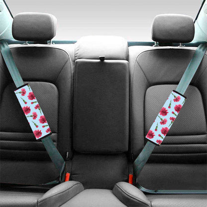 Pink Carnation Pattern Print Car Seat Belt Covers