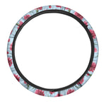 Pink Carnation Pattern Print Car Steering Wheel Cover