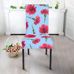 Pink Carnation Pattern Print Dining Chair Slipcover