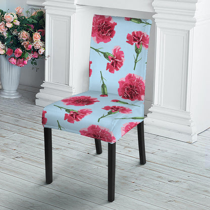 Pink Carnation Pattern Print Dining Chair Slipcover