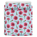 Pink Carnation Pattern Print Duvet Cover Bedding Set