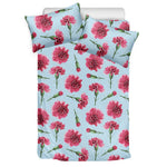 Pink Carnation Pattern Print Duvet Cover Bedding Set
