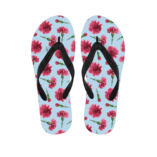 Pink Carnation Pattern Print Flip Flops