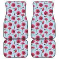 Pink Carnation Pattern Print Front and Back Car Floor Mats