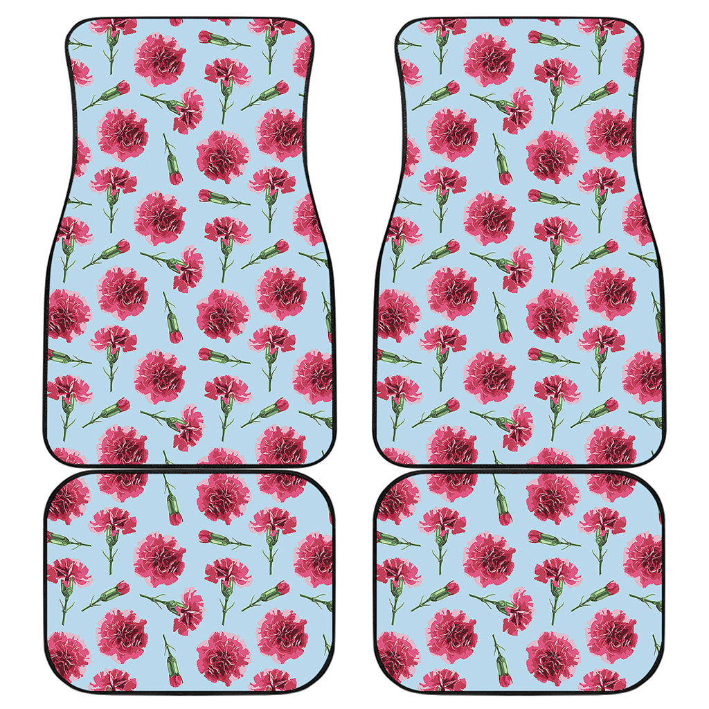 Pink Carnation Pattern Print Front and Back Car Floor Mats